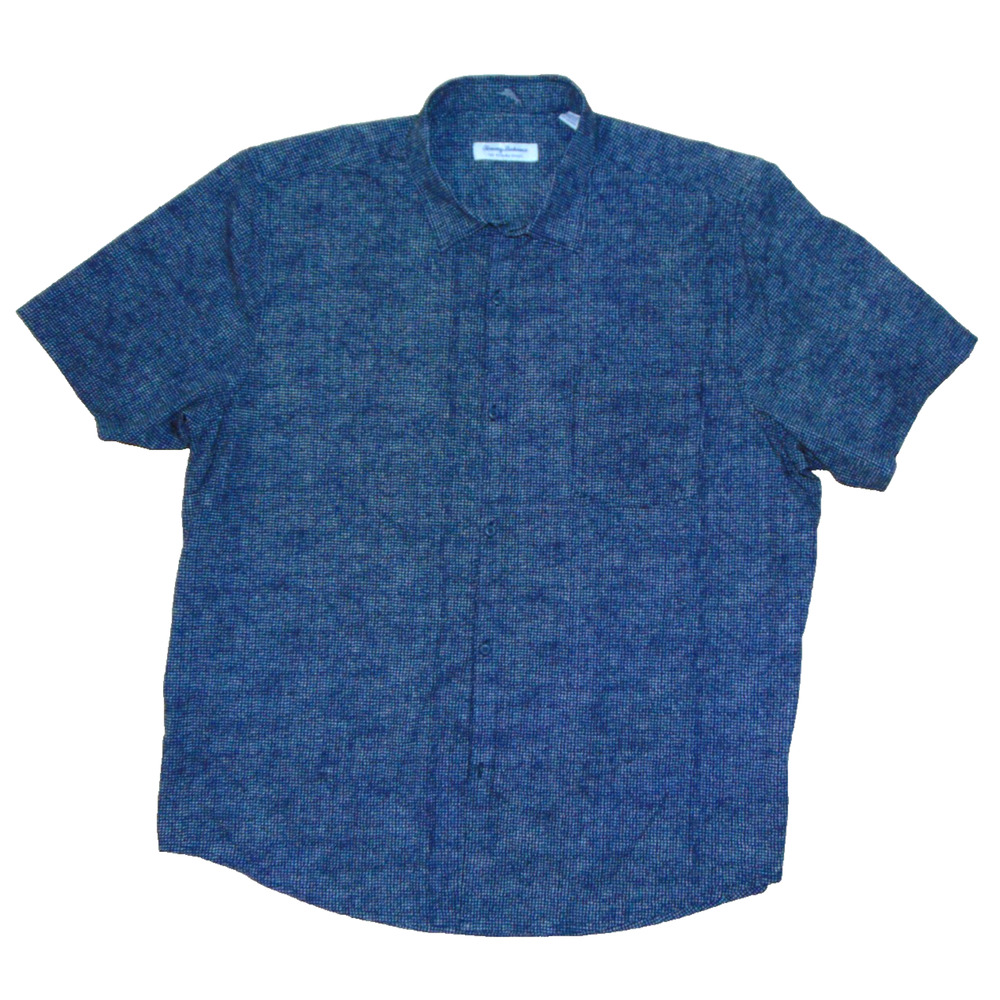 Tommy Bahama Bahama Coast IslandZone SS Camp Shirt Men's XL Blue Geo Print